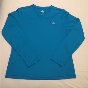 Adidas Climate Cool Teal V-Neck Long Sleeve 👟